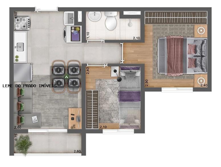 Apartamento à venda com 1 quarto, 27m² - Foto 3