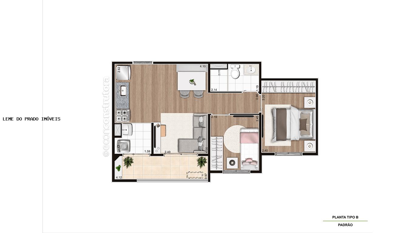 Apartamento à venda com 2 quartos, 43m² - Foto 3