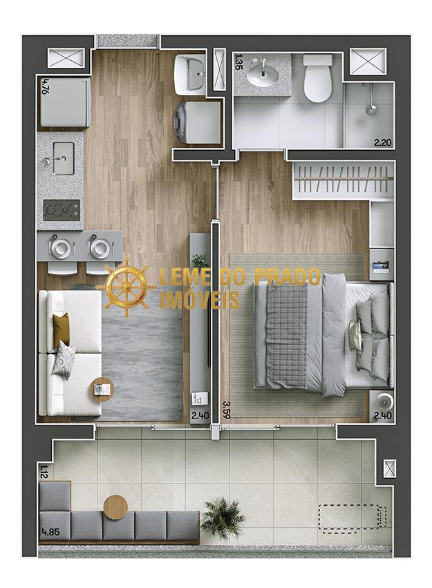 Apartamento à venda com 1 quarto, 36m² - Foto 2