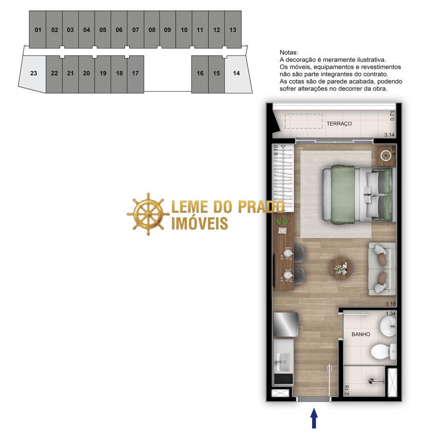 Apartamento à venda com 1 quarto, 25m² - Foto 2