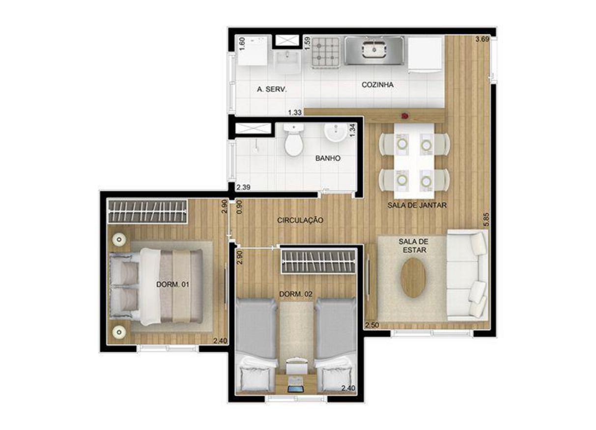 Apartamento à venda com 2 quartos, 43m² - Foto 15