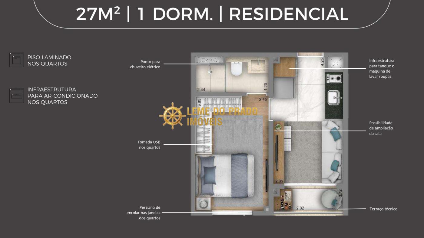 Apartamento à venda com 1 quarto, 27m² - Foto 11