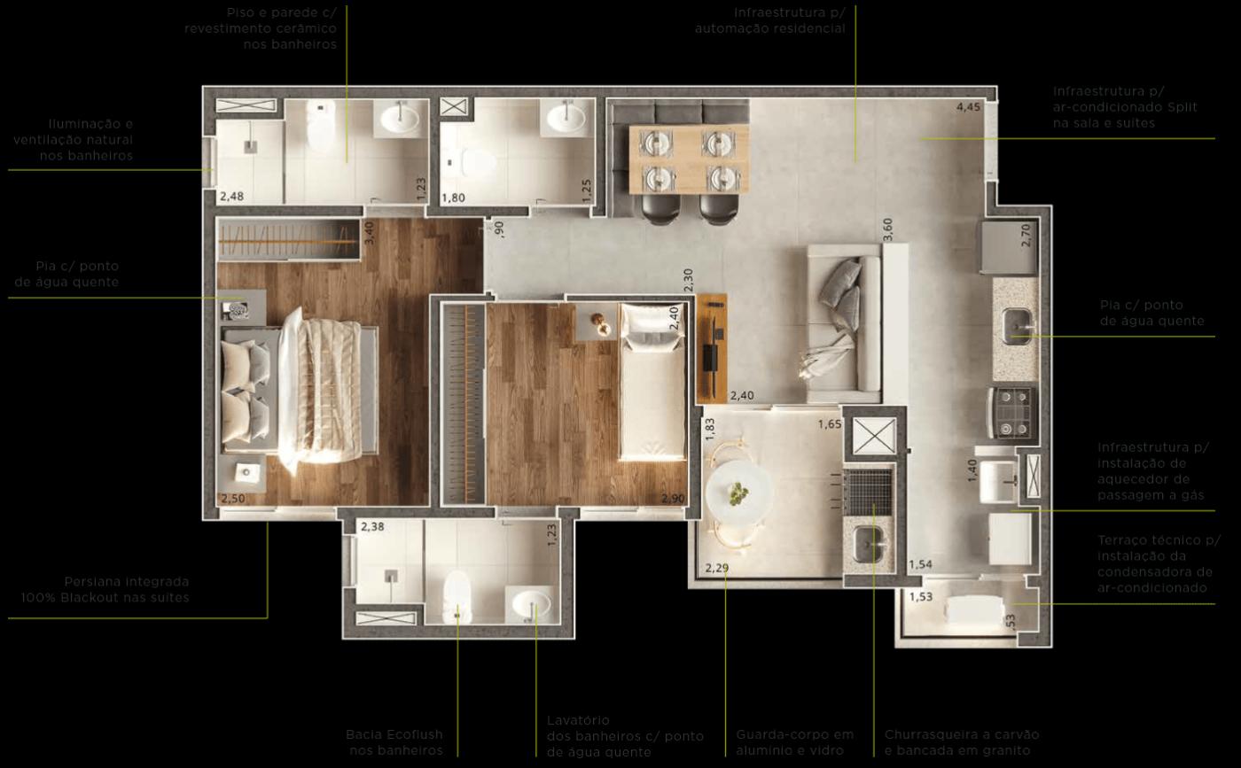 Apartamento à venda com 2 quartos, 58m² - Foto 4