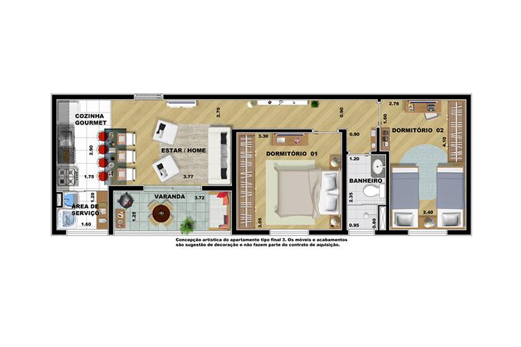 Apartamento à venda com 2 quartos, 59m² - Foto 2