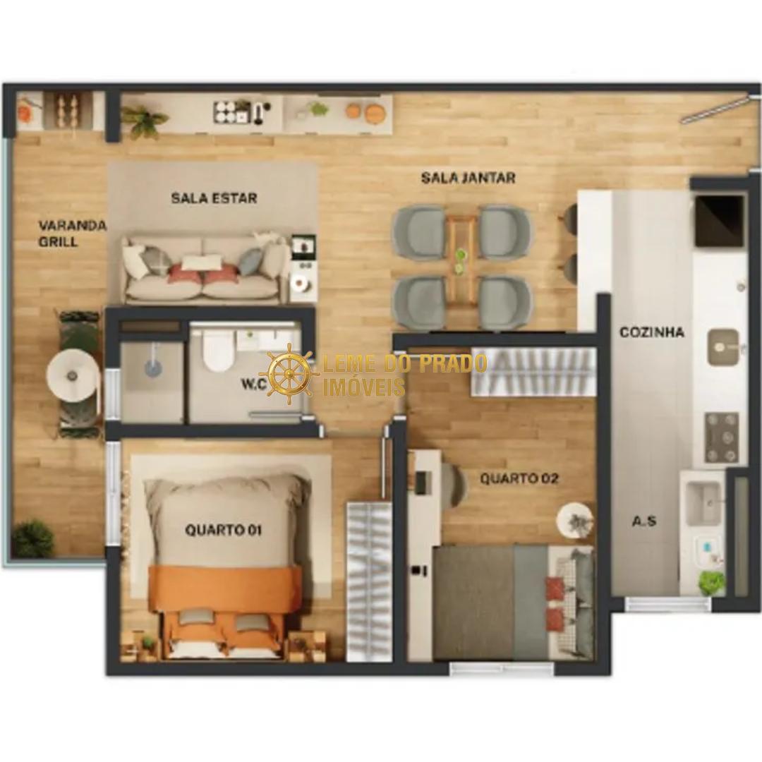 Apartamento à venda com 2 quartos, 56m² - Foto 1