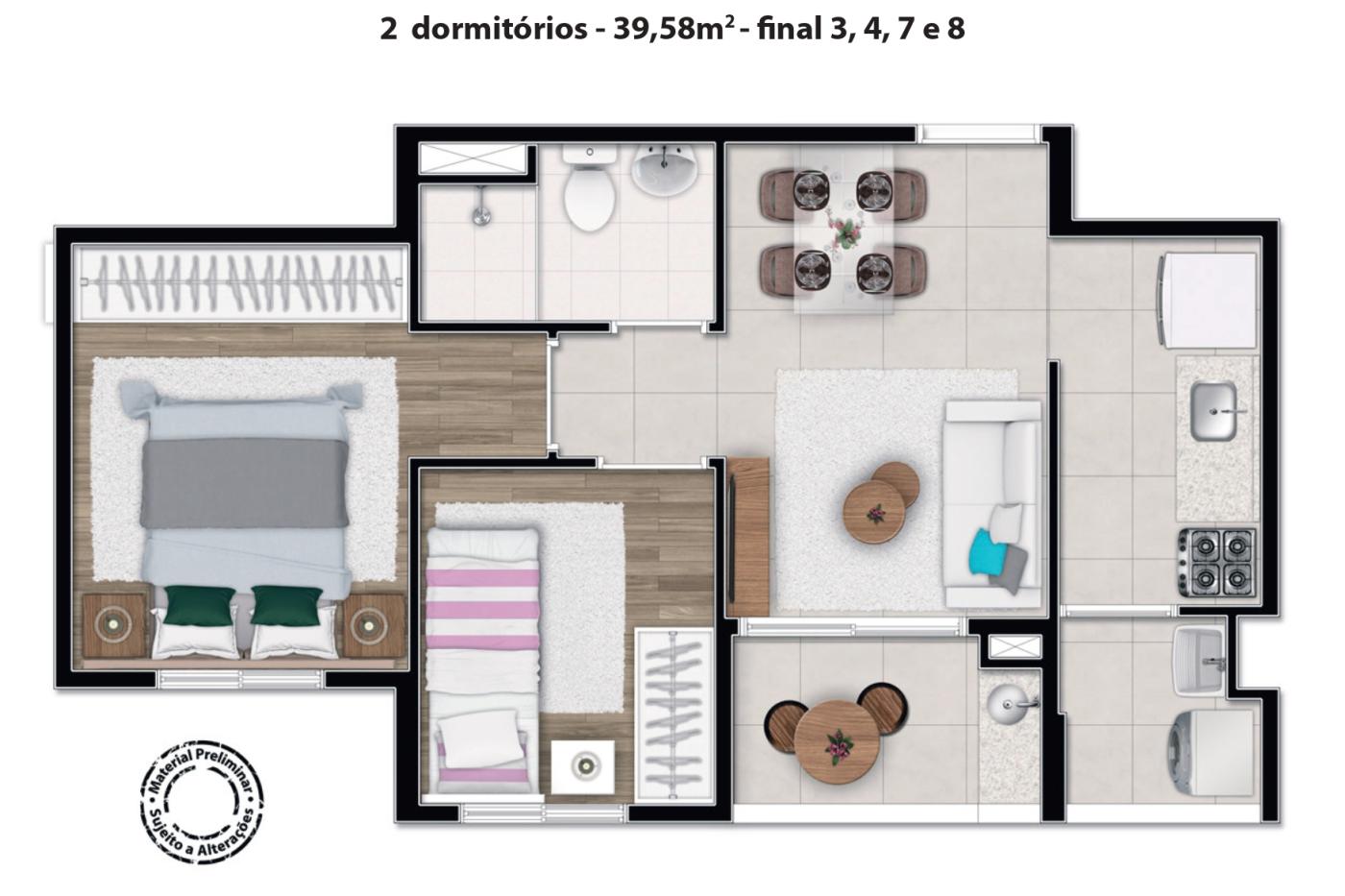 Apartamento à venda com 2 quartos, 37m² - Foto 3